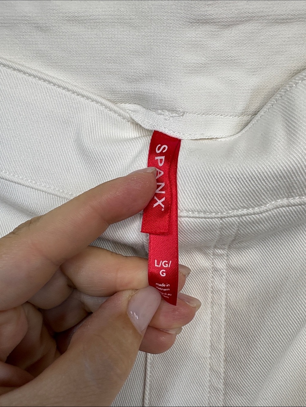 Spanx White Stretch Twill Cropped Wide Leg Button Pocket Pants Women Size L - Picture 3 of 4
